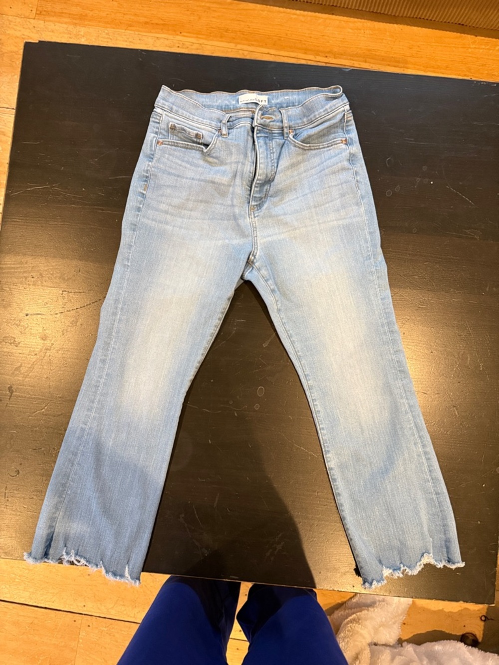 LOFT Light Blue Cropped Jeans with Frayed Hem